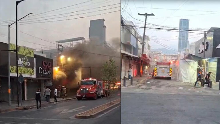 Se registra incendio en Plaza Tiktok en el centro de Monterrey